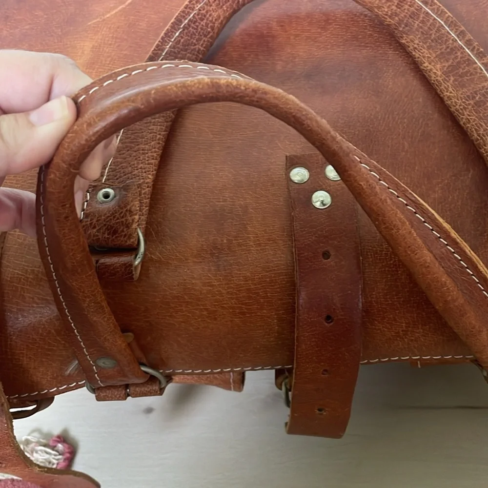 Vintage genuine Leather weekender travel bag